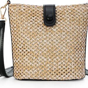Straw Crossbody Bag for Women Handmade Rattan Shoulder Bags Beach Summer Handwov